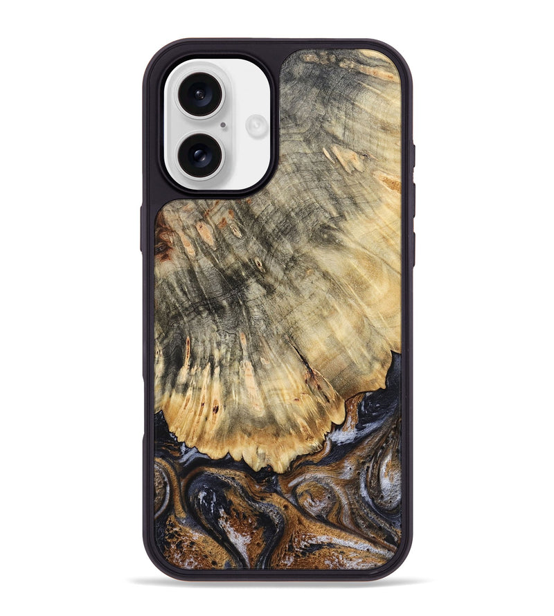iPhone 16 Plus Wood Phone Case - Meagan (Black & White, 783176)