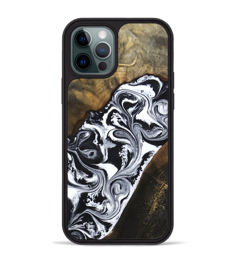 iPhone 12 Pro Max Wood Phone Case - Savana (Black & White, 783383)
