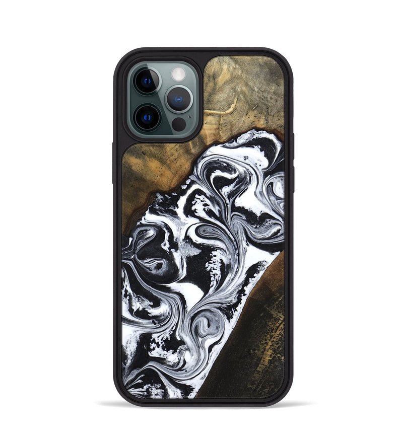 iPhone 12 Pro Wood Phone Case - Savana (Black & White, 783383)