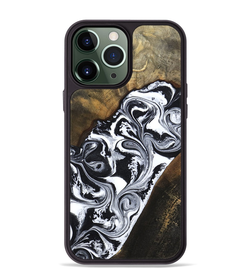 iPhone 13 Pro Max Wood Phone Case - Savana (Black & White, 783383)