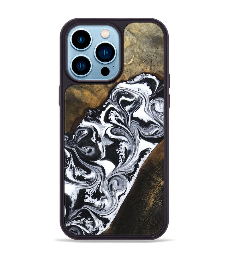 iPhone 14 Pro Max Wood Phone Case - Savana (Black & White, 783383)