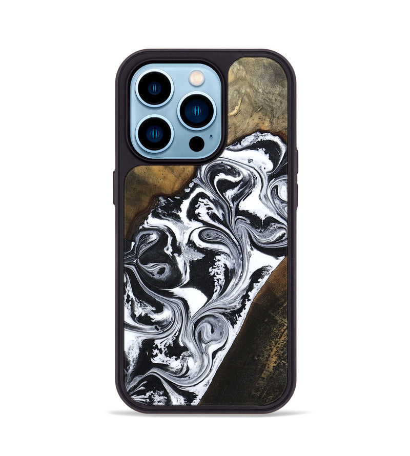 iPhone 14 Pro Wood Phone Case - Savana (Black & White, 783383)