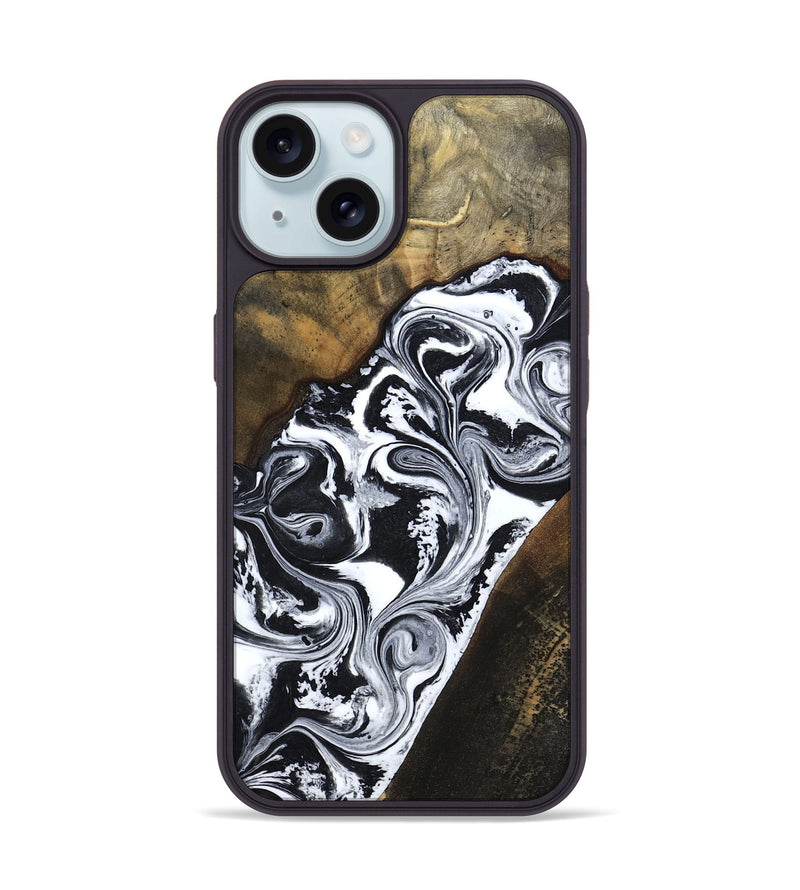iPhone 15 Wood Phone Case - Savana (Black & White, 783383)