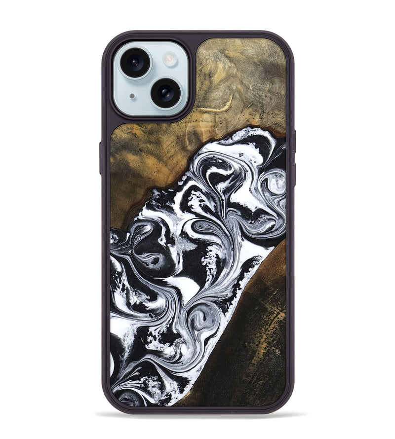 iPhone 15 Plus Wood Phone Case - Savana (Black & White, 783383)