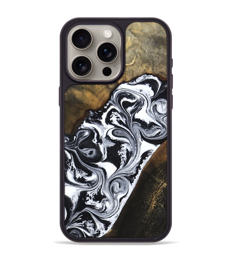 iPhone 15 Pro Max Wood Phone Case - Savana (Black & White, 783383)