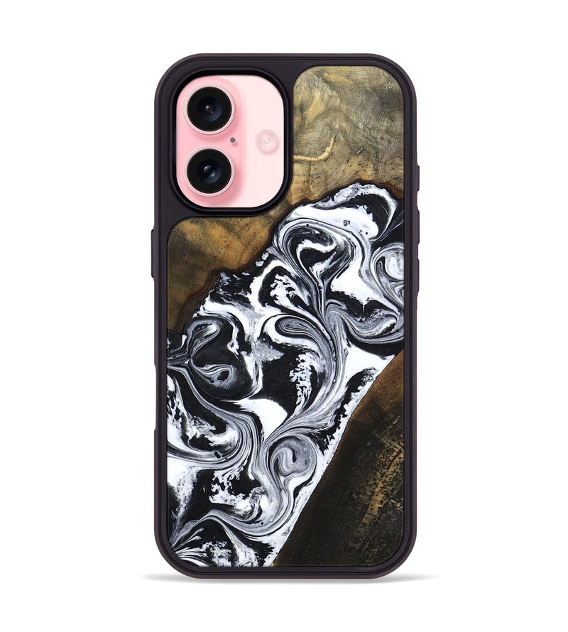 iPhone 16 Wood Phone Case - Savana (Black & White, 783383)