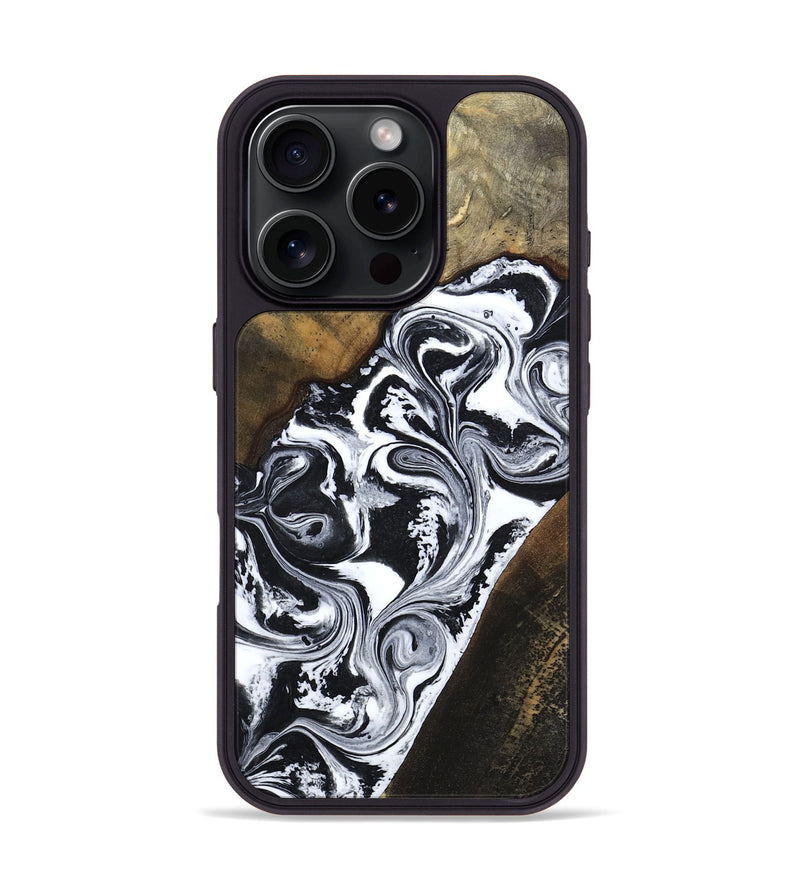 iPhone 16 Pro Wood Phone Case - Savana (Black & White, 783383)