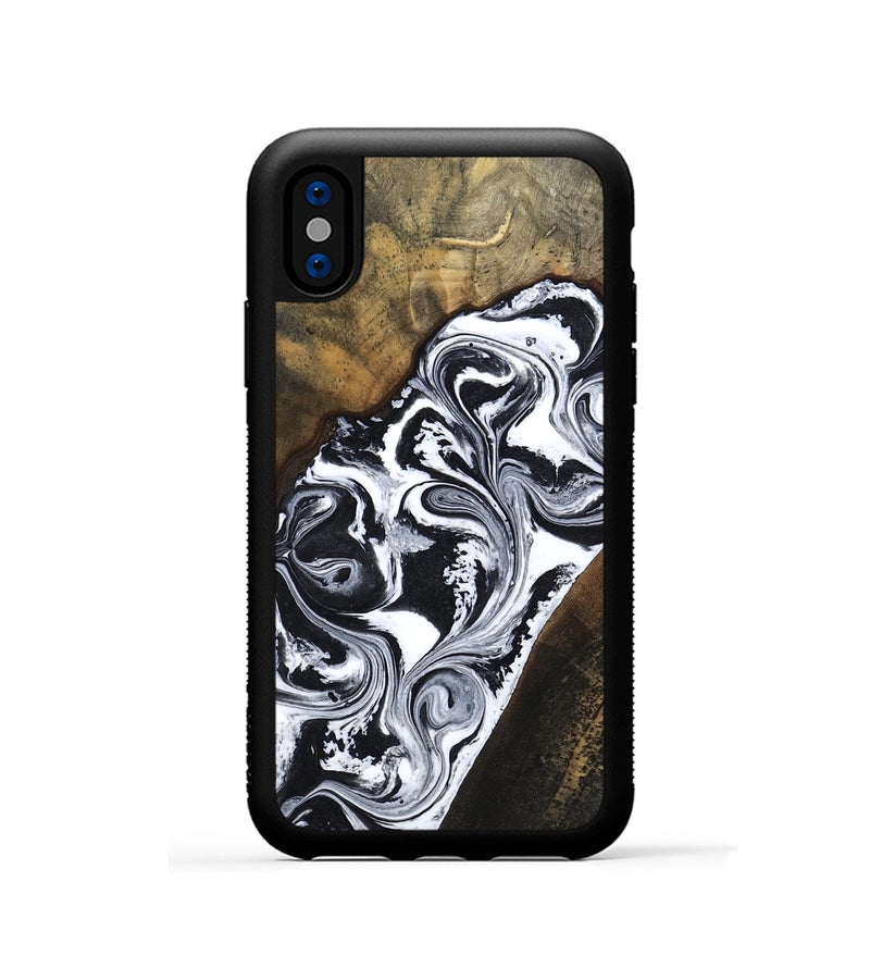 iPhone Xs Wood Phone Case - Savana (Black & White, 783383)