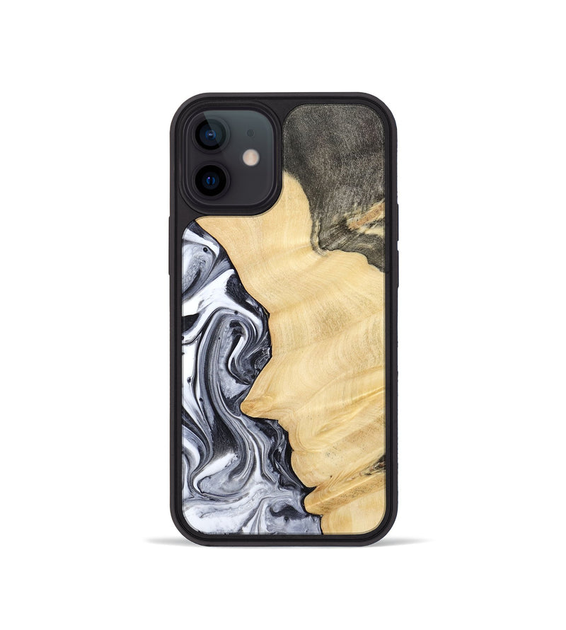 iPhone 12 mini Wood Phone Case - Davin (Black & White, 783389)