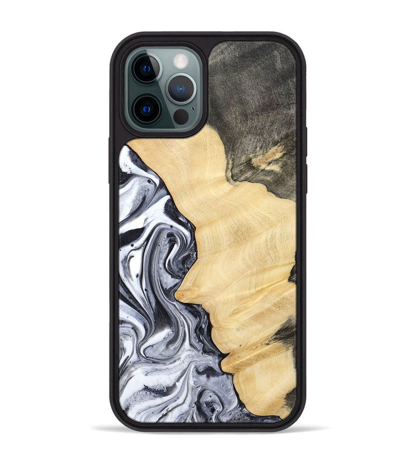 iPhone 12 Pro Max Wood Phone Case - Davin (Black & White, 783389)