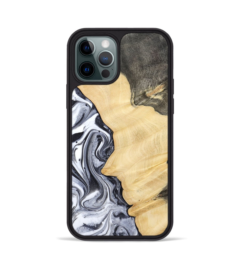 iPhone 12 Pro Wood Phone Case - Davin (Black & White, 783389)