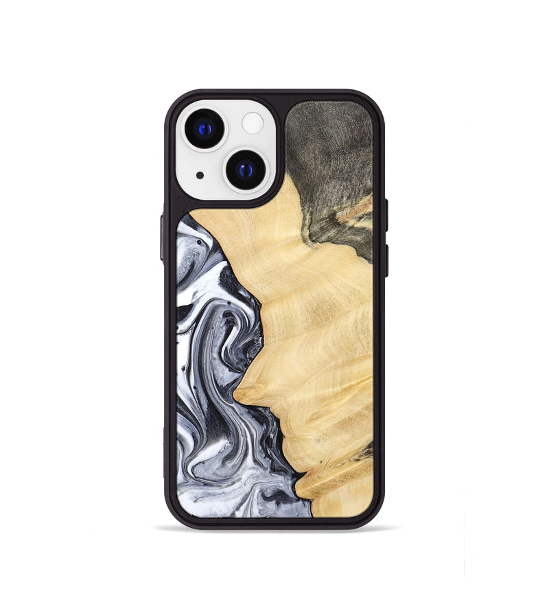 iPhone 13 mini Wood Phone Case - Davin (Black & White, 783389)