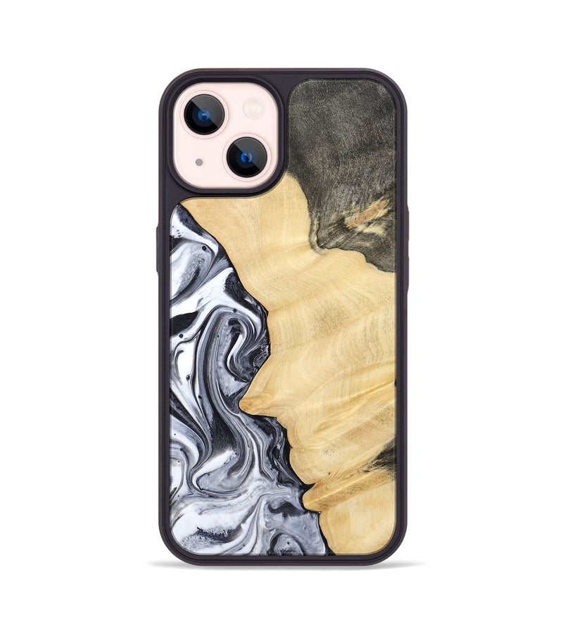 iPhone 14 Wood Phone Case - Davin (Black & White, 783389)