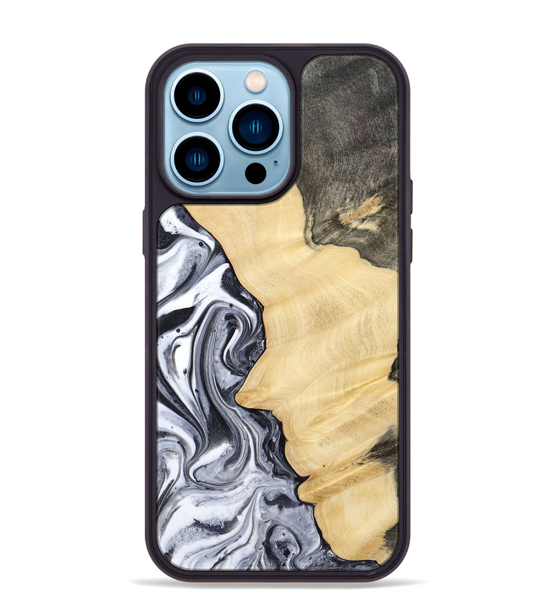 iPhone 14 Pro Max Wood Phone Case - Davin (Black & White, 783389)