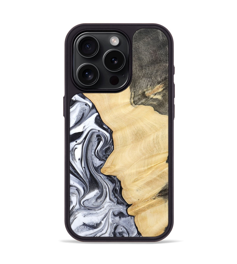 iPhone 15 Pro Wood Phone Case - Davin (Black & White, 783389)