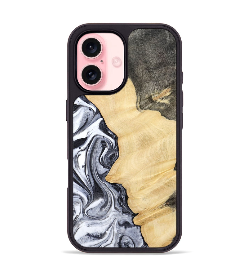 iPhone 16 Wood Phone Case - Davin (Black & White, 783389)