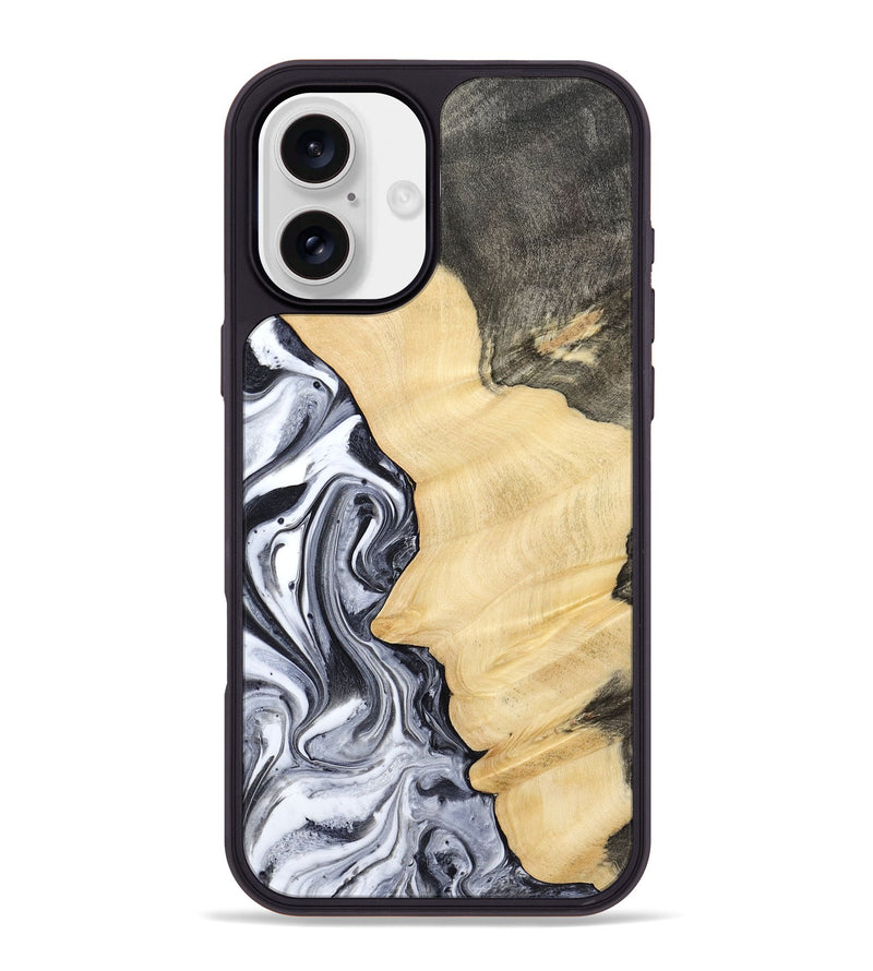 iPhone 16 Plus Wood Phone Case - Davin (Black & White, 783389)