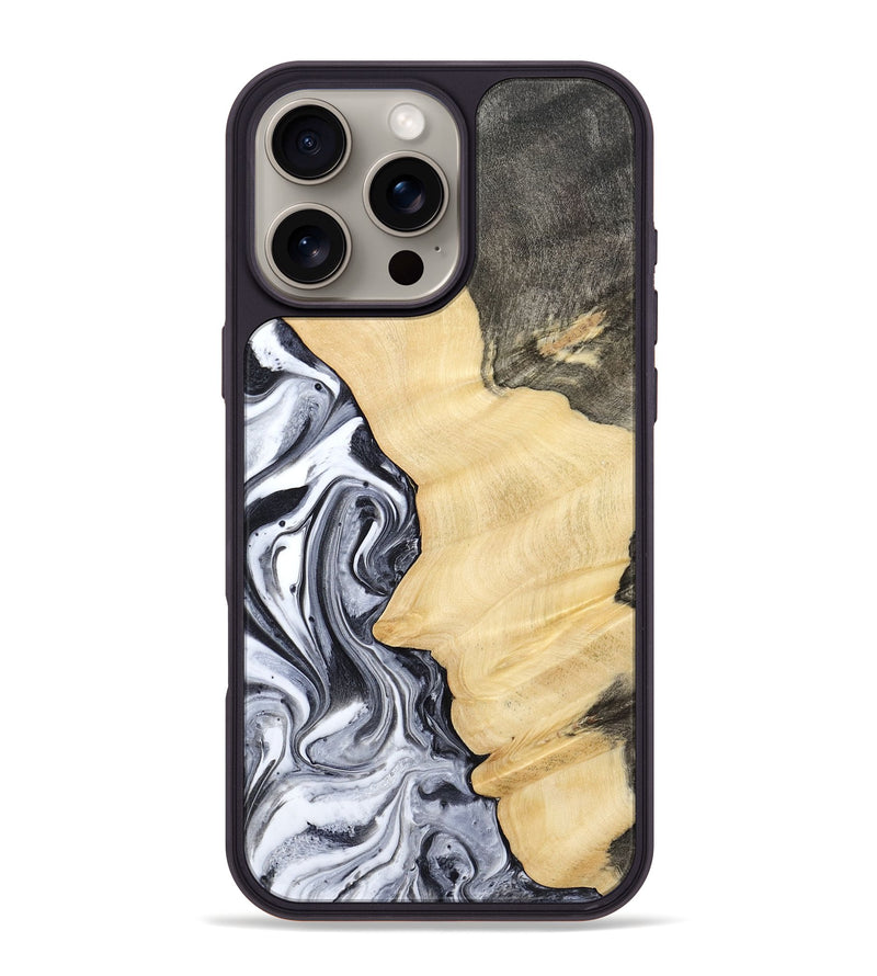 iPhone 16 Pro Max Wood Phone Case - Davin (Black & White, 783389)