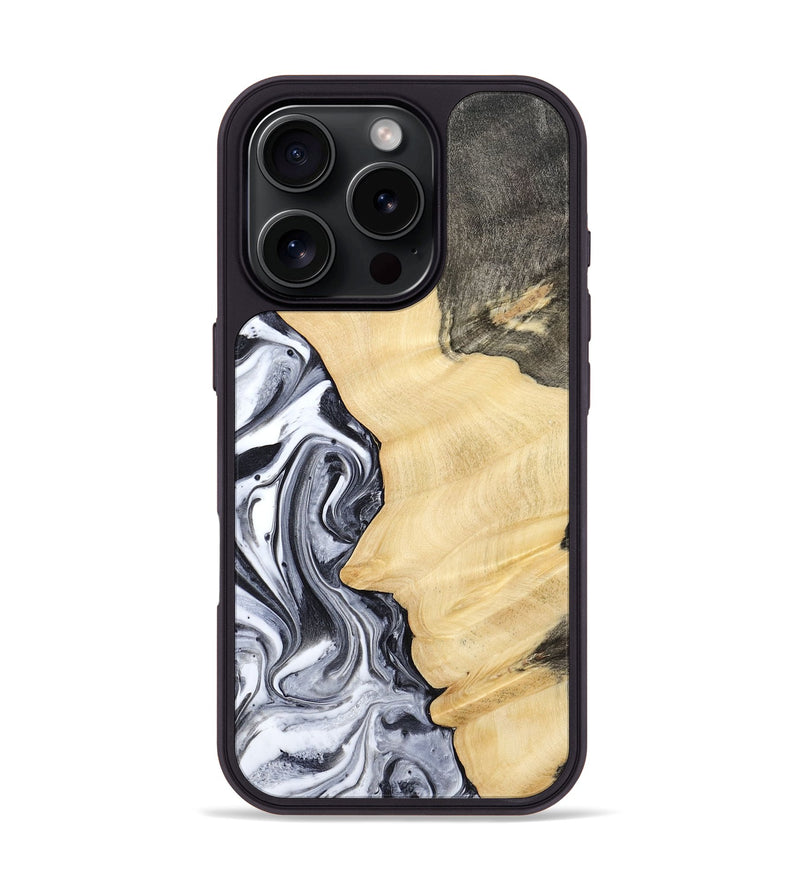 iPhone 16 Pro Wood Phone Case - Davin (Black & White, 783389)