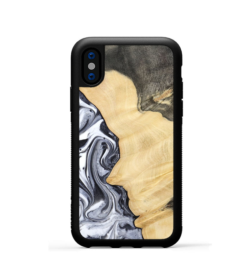 iPhone Xs Wood Phone Case - Davin (Black & White, 783389)
