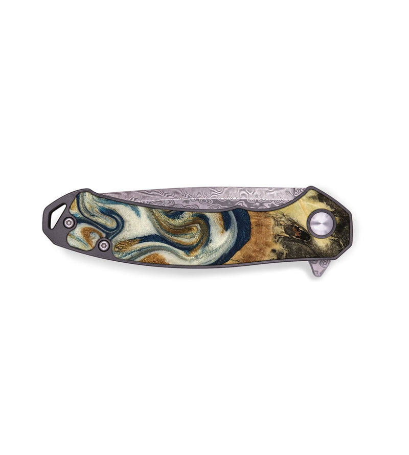 EDC Wood Pocket Knife - Wilbert (Teal & Gold, 783491)