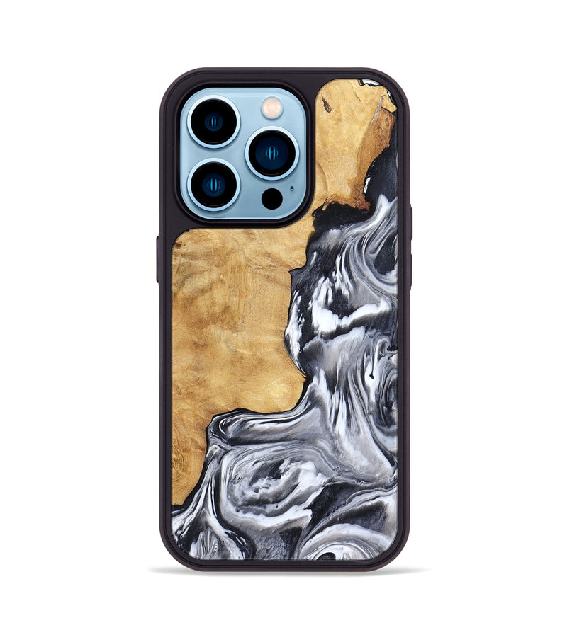 iPhone 14 Pro Wood Phone Case - Ryker (Black & White, 783581)