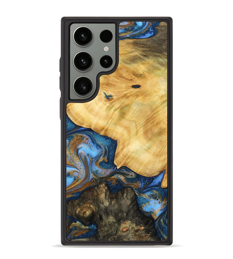 Galaxy S23 Ultra Wood Phone Case - Pinkie (Teal & Gold, 783603)