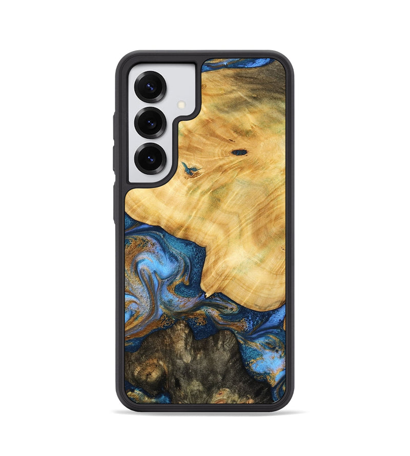 Galaxy S25 Wood Phone Case - Pinkie (Teal & Gold, 783603)