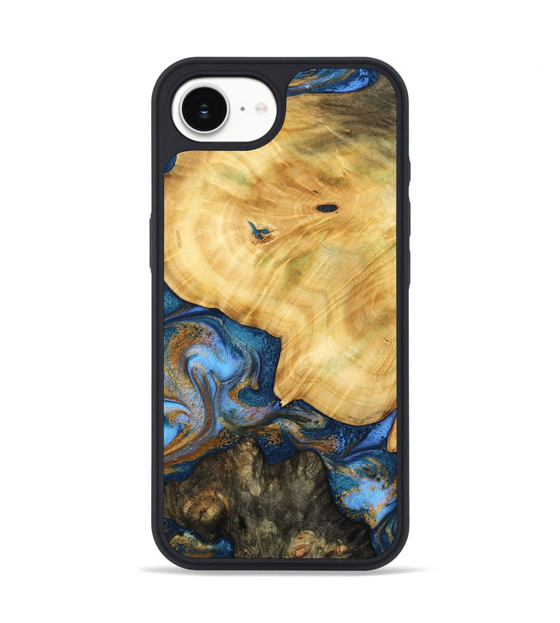 iPhone 16e Wood Phone Case - Pinkie (Teal & Gold, 783603)