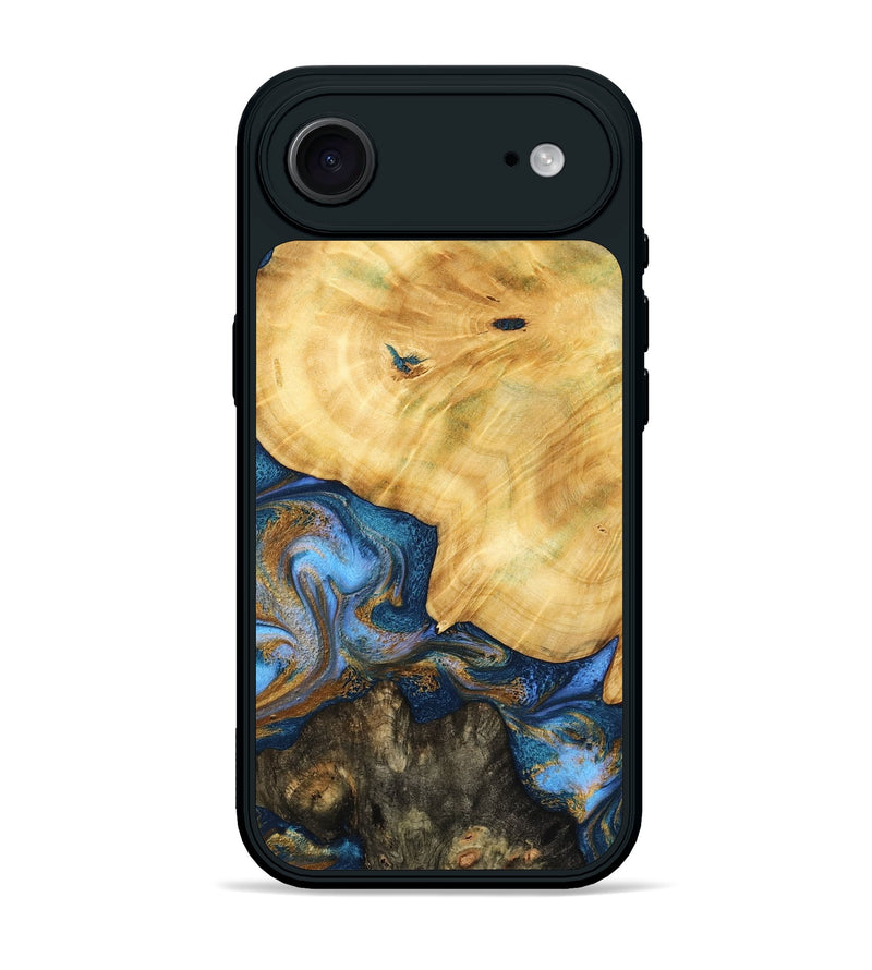 iPhone 17 Air Wood Phone Case - Pinkie (Teal & Gold, 783603)