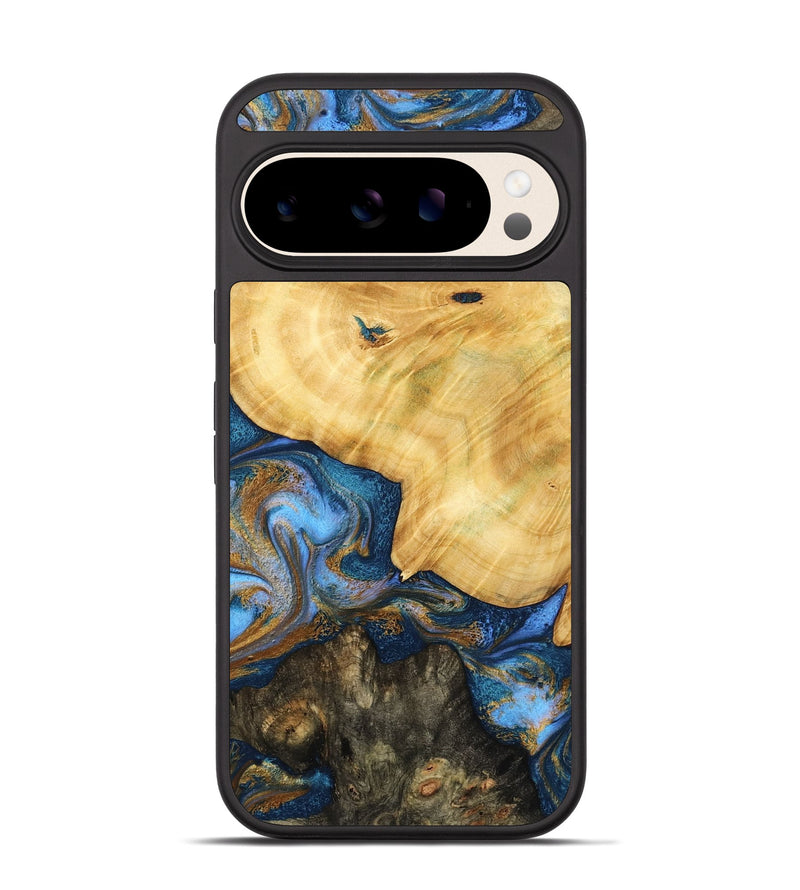 Pixel 10 Wood Phone Case - Pinkie (Teal & Gold, 783603)