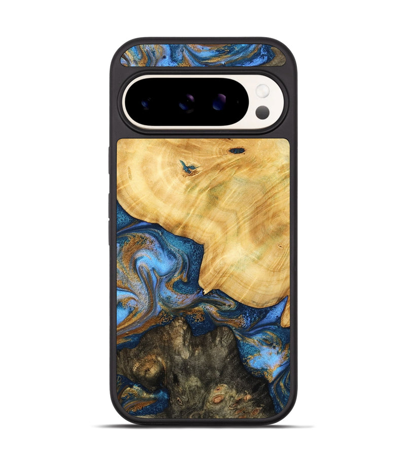Pixel 9 Pro Wood Phone Case - Pinkie (Teal & Gold, 783603)