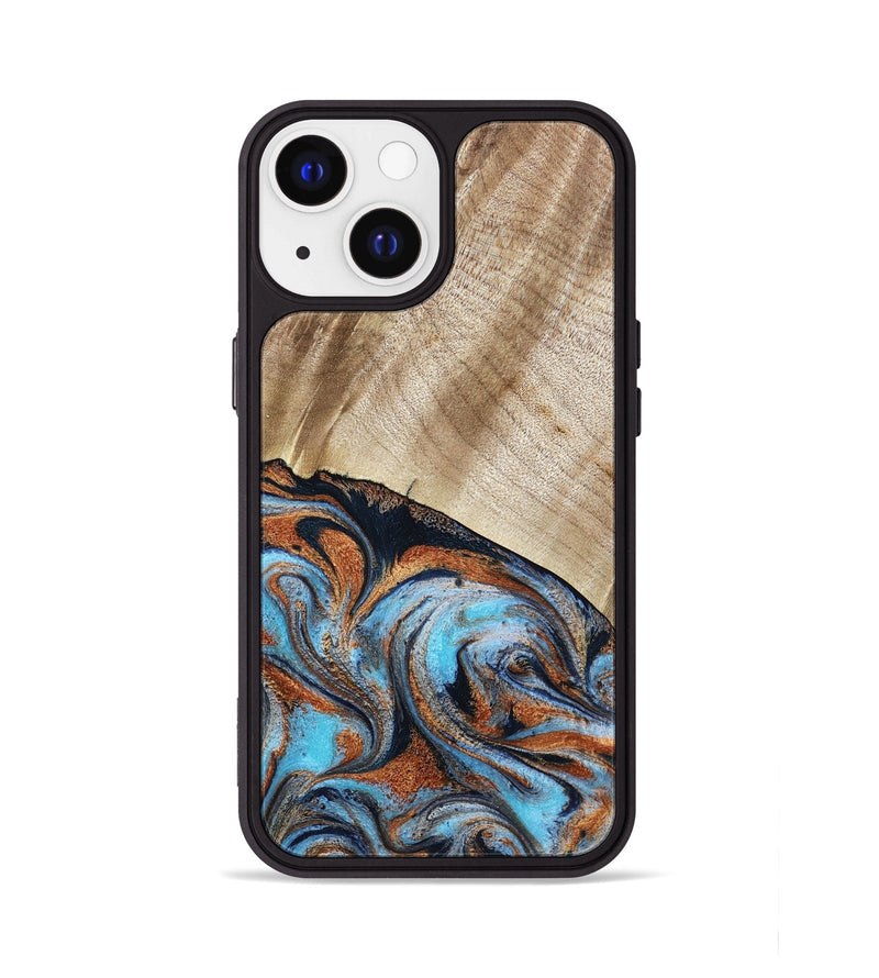 iPhone 13 Wood Phone Case - Isidore (Teal & Gold, 784004)