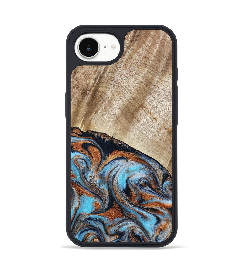 iPhone 16e Wood Phone Case - Isidore (Teal & Gold, 784004)