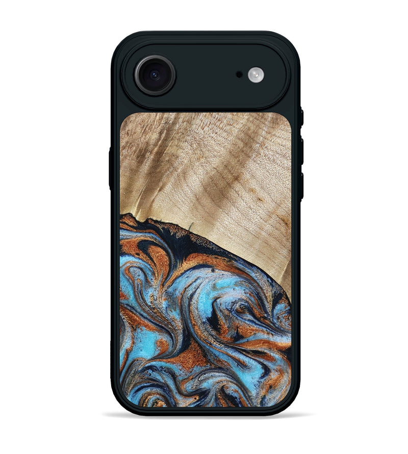 iPhone 17 Air Wood Phone Case - Isidore (Teal & Gold, 784004)