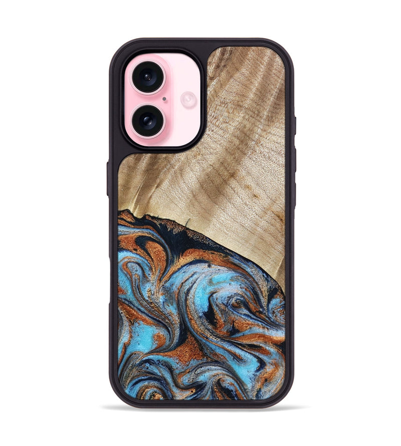 iPhone 17 Wood Phone Case - Isidore (Teal & Gold, 784004)