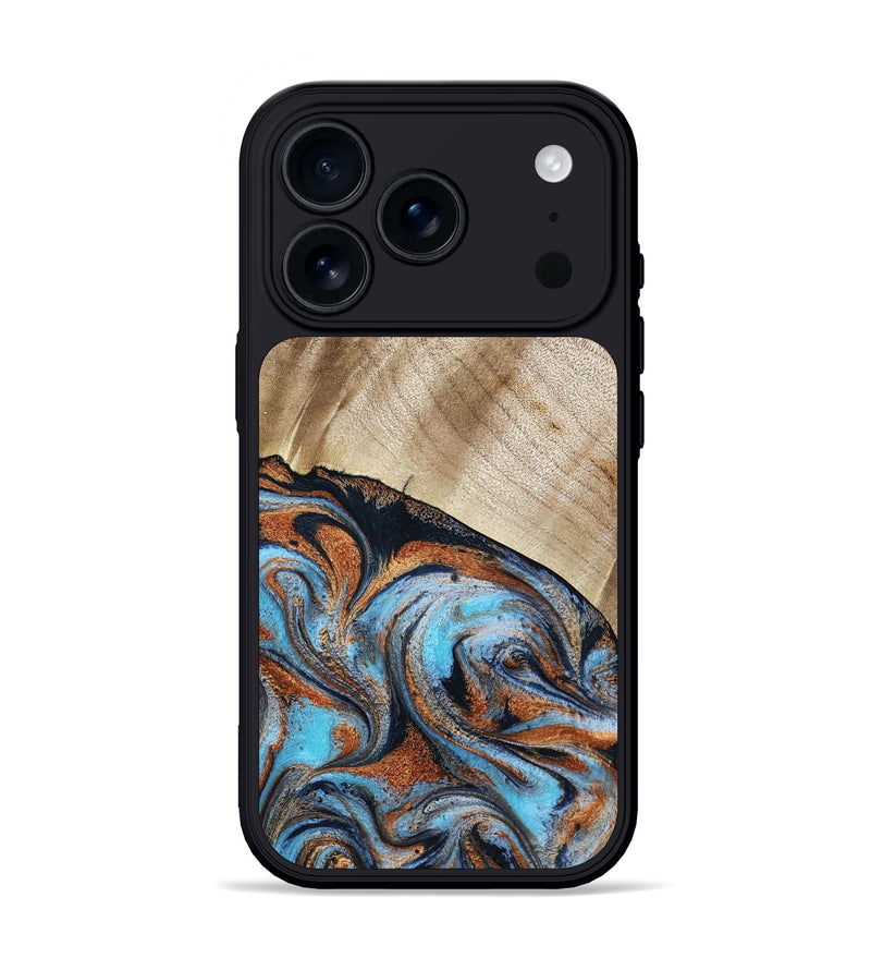 iPhone 17 Pro Wood Phone Case - Isidore (Teal & Gold, 784004)