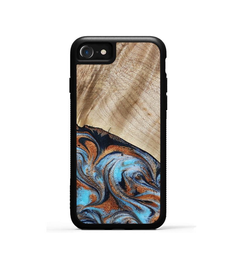 iPhone SE Wood Phone Case - Isidore (Teal & Gold, 784004)