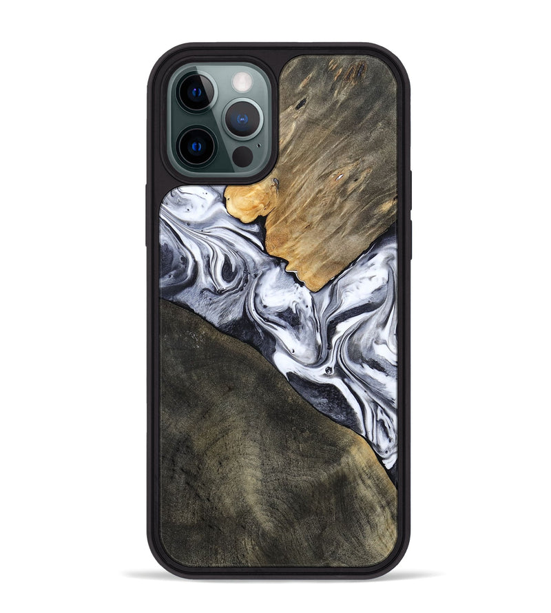 iPhone 12 Pro Max Wood Phone Case - Yahir (Black & White, 784014)