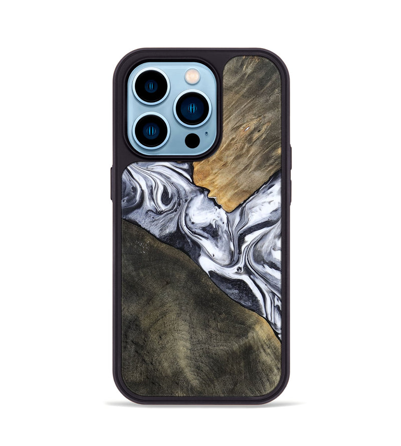 iPhone 14 Pro Wood Phone Case - Yahir (Black & White, 784014)