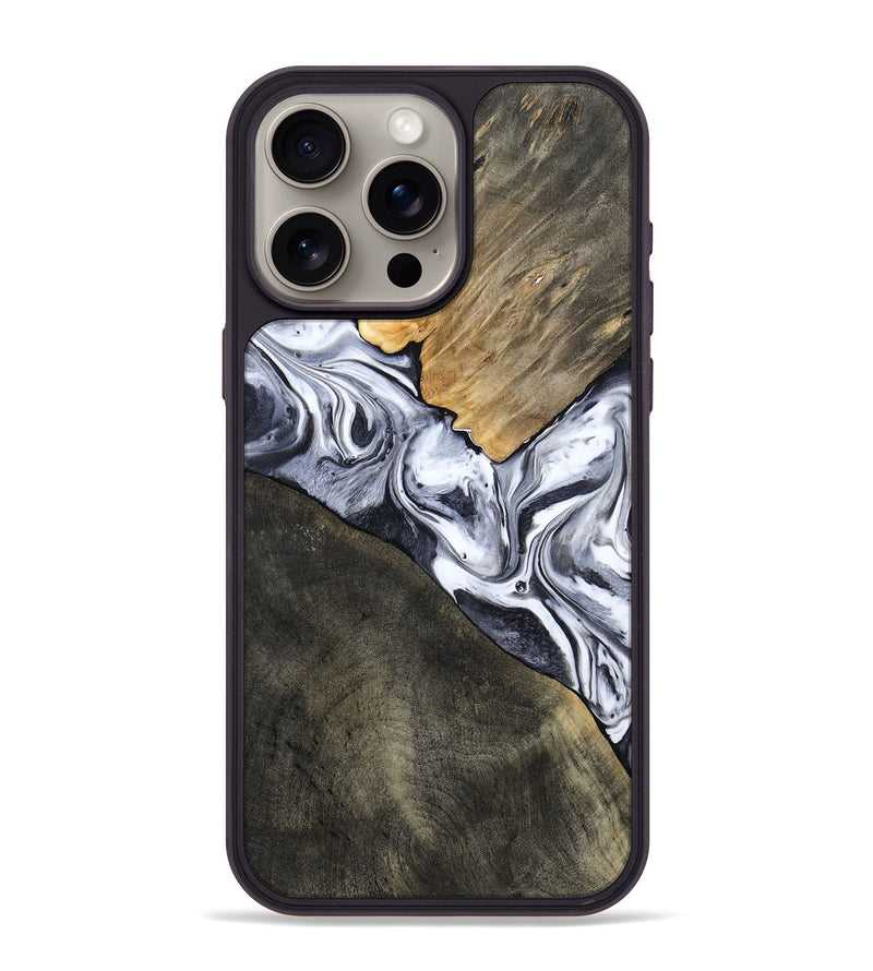 iPhone 15 Pro Max Wood Phone Case - Yahir (Black & White, 784014)