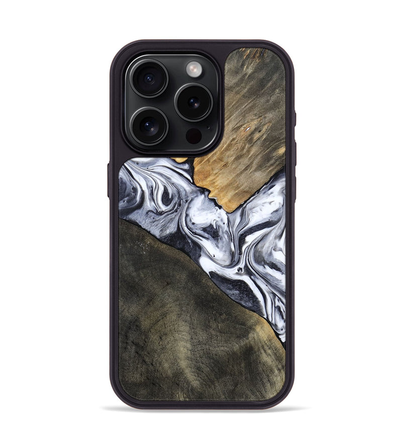iPhone 15 Pro Wood Phone Case - Yahir (Black & White, 784014)