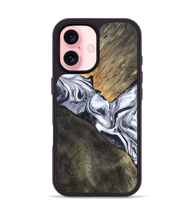 iPhone 16 Wood Phone Case - Yahir (Black & White, 784014)