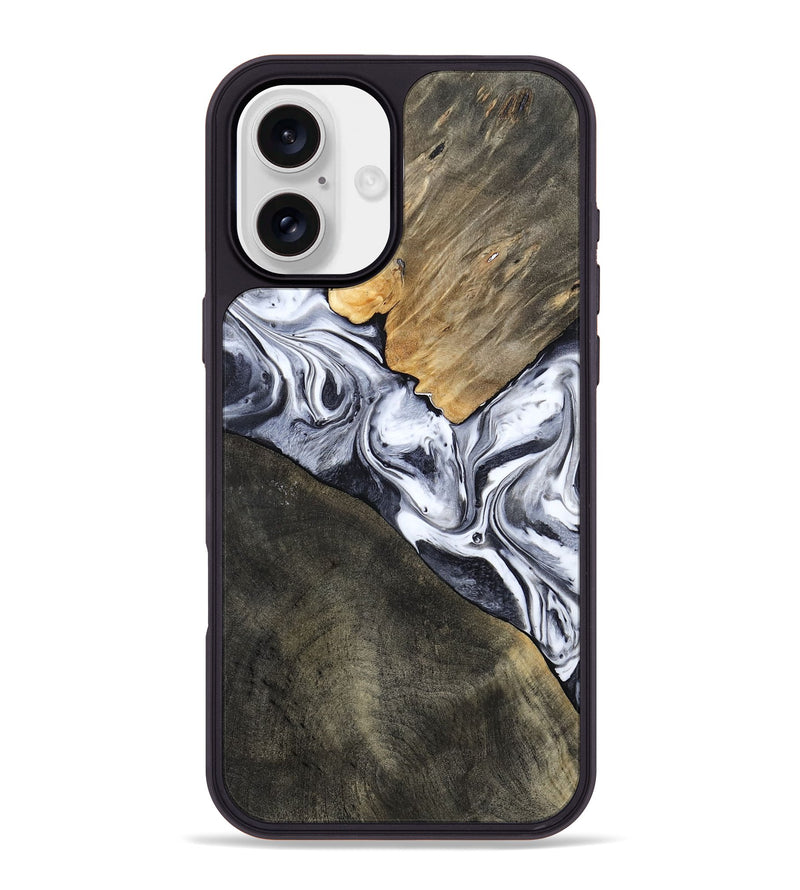 iPhone 16 Plus Wood Phone Case - Yahir (Black & White, 784014)