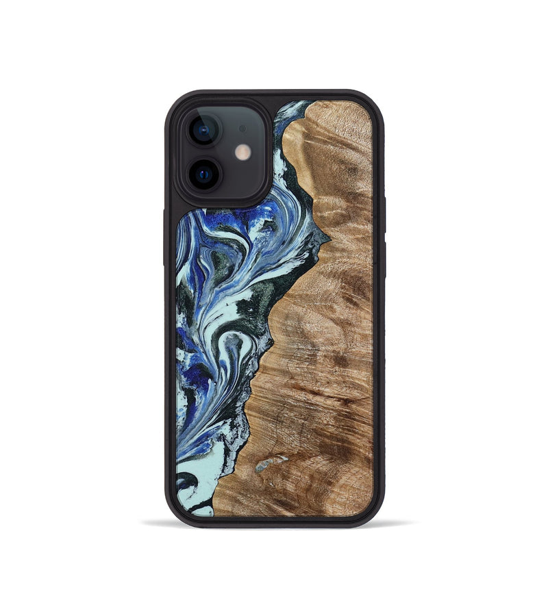 iPhone 12 mini Wood Phone Case - Patrica (Blue, 784032)