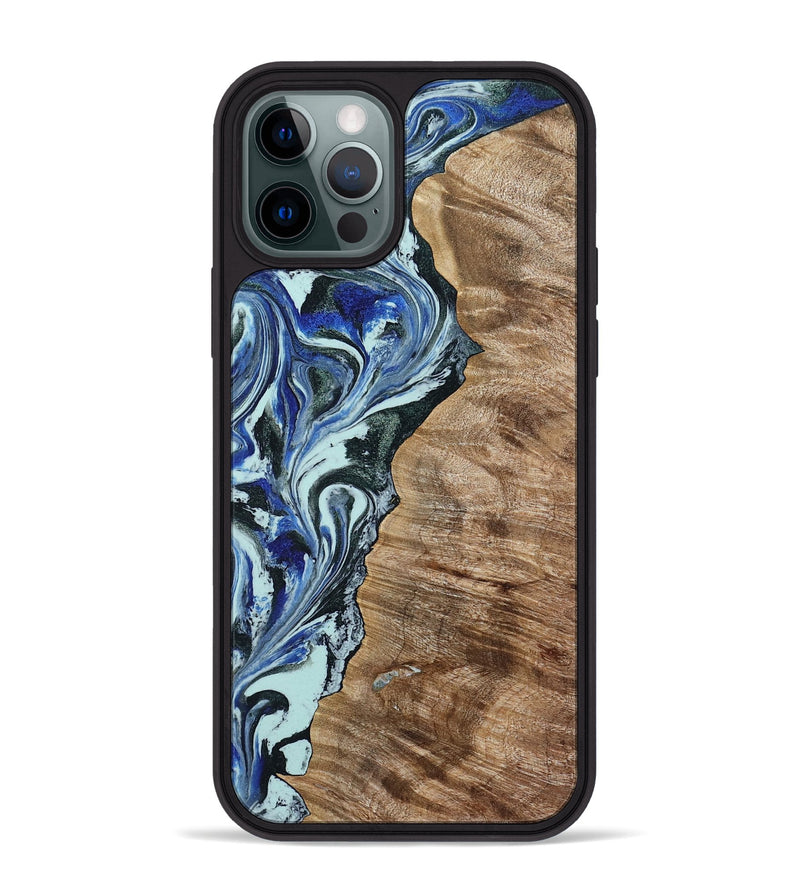iPhone 12 Pro Max Wood Phone Case - Patrica (Blue, 784032)
