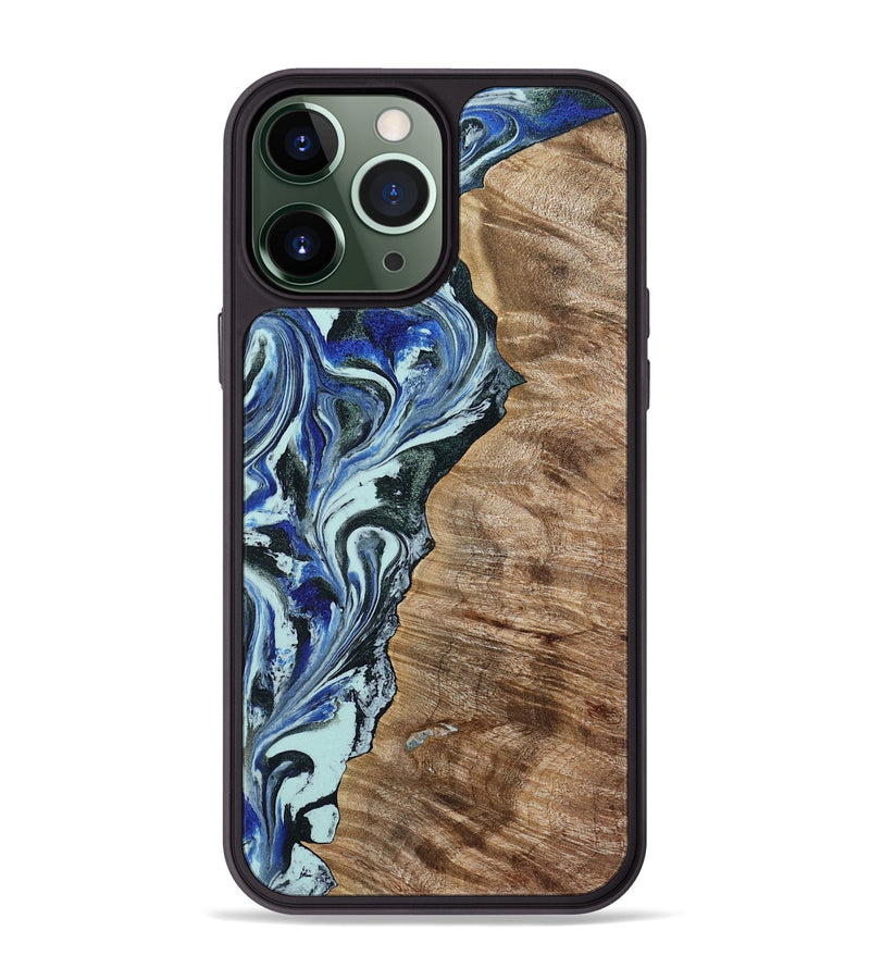 iPhone 13 Pro Max Wood Phone Case - Patrica (Blue, 784032)