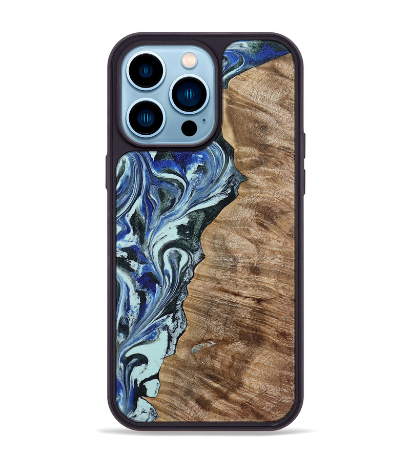 iPhone 14 Pro Max Wood Phone Case - Patrica (Blue, 784032)
