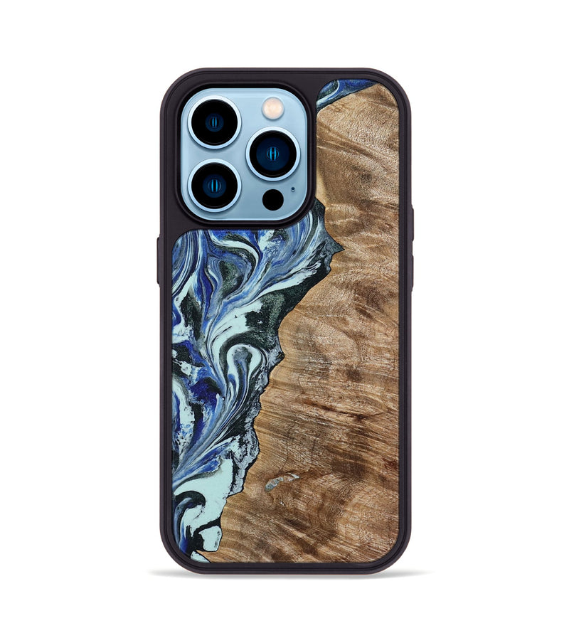 iPhone 14 Pro Wood Phone Case - Patrica (Blue, 784032)