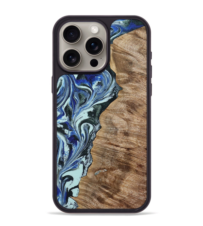 iPhone 15 Pro Max Wood Phone Case - Patrica (Blue, 784032)